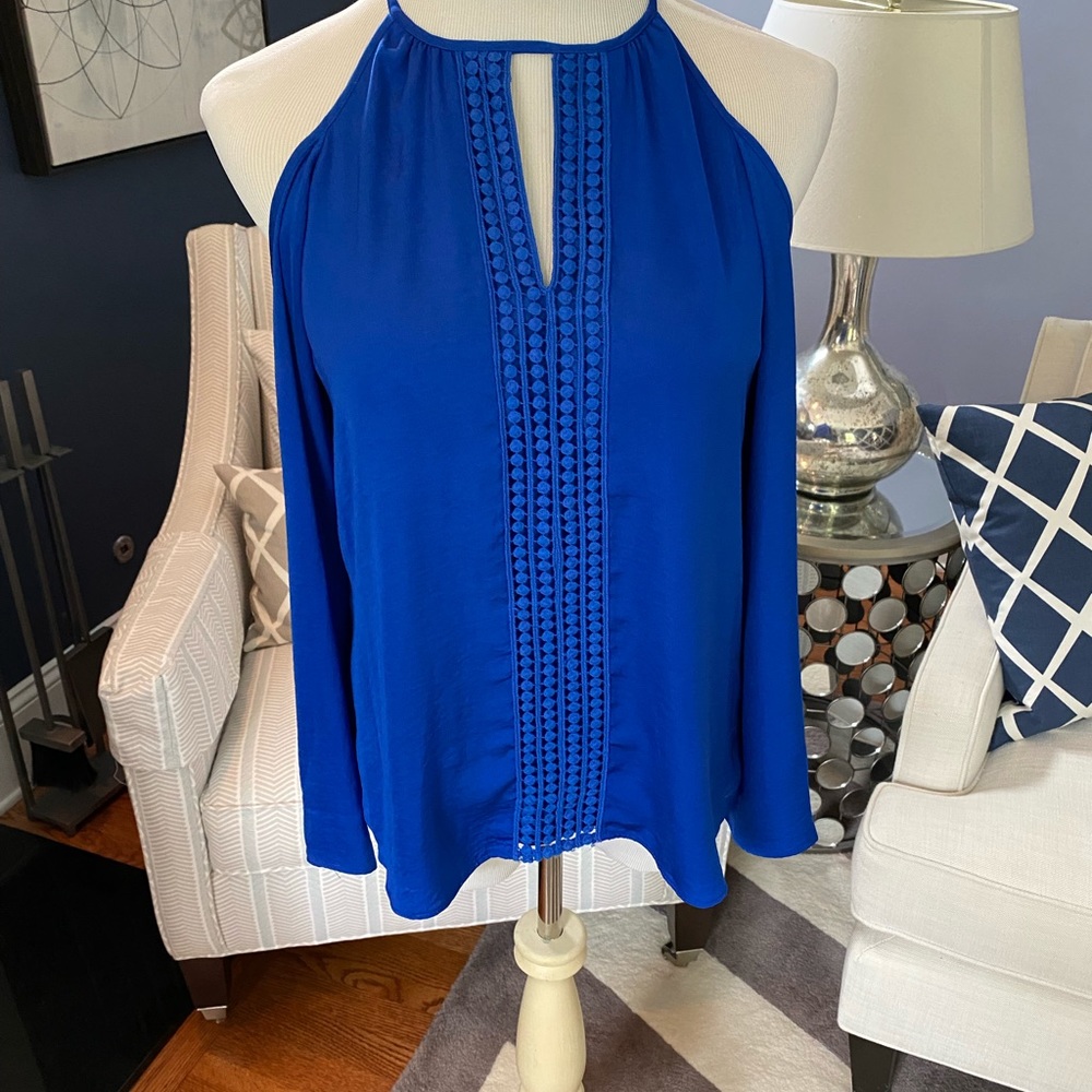 Parker royal blue cold shoulder blouse- XS